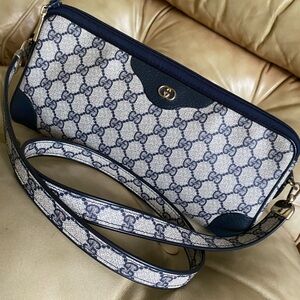 Rare Gucci LKNW Oblong Bag w/Amazing Wide GG Strap 70's Vintage!